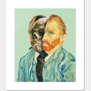 Surreal Van Gogh portrait with skeleton Posters and Art